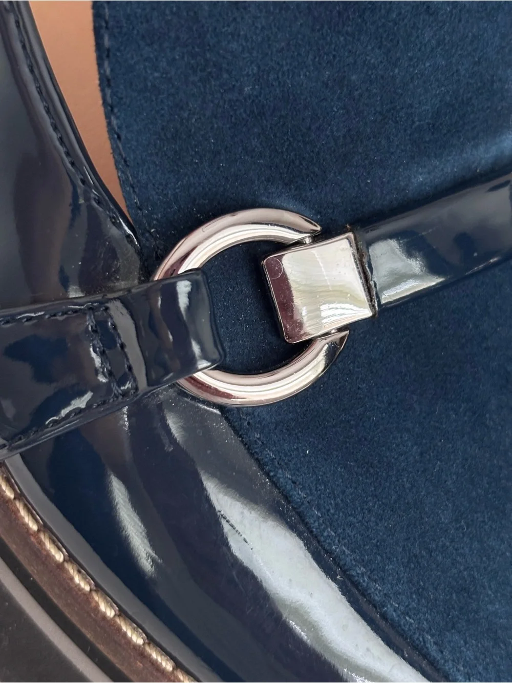 ALEX MARIE Gemima Marine Navy Patent Leather Slip-On Loafer--EUC--9